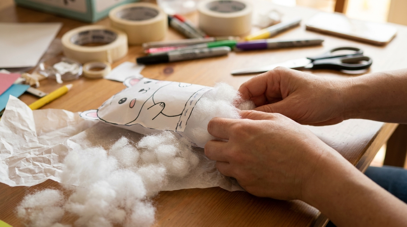 Stuff lightly for a paper squishy